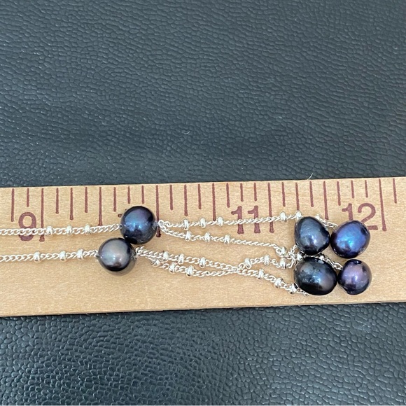 Silver-tone Chain with Freshwater Pearl Beads Lariat 24-Inch Necklace 12.5g - Picture 11 of 13